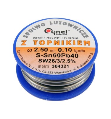 Spoiwo lutownicze sn60pb40 2,5/100 76822 Cynel
