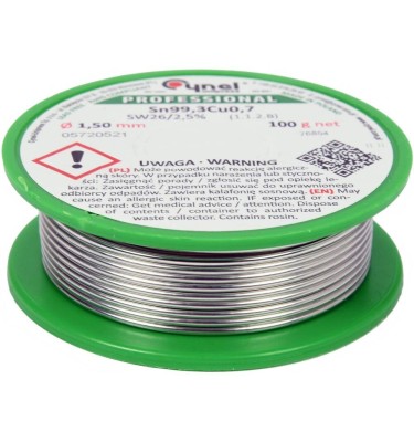 Spoiwo, drut lutowniczy z topnikiem 1,5mm, 100g