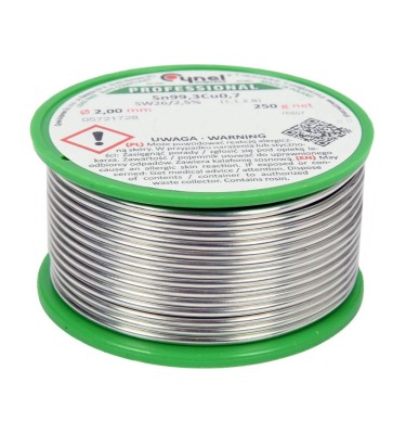 Spoiwo, drut lutowniczy z topnikiem 2,0mm, 250g