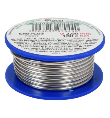 Spoiwo, drut lutowniczy do instalacji miedzianych 2,0mm, 100g