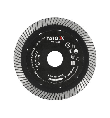 TARCZA DIAMENTOWA TURBO 115MM DO CIĘCIA GRESU YT-59981 YATO