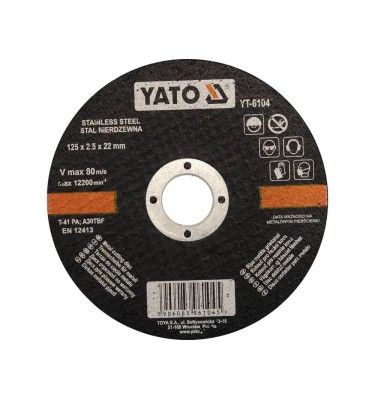 Tarcza do cięcia stali nierdzewnej 125x2,5x22 mm YT-6104 YATO