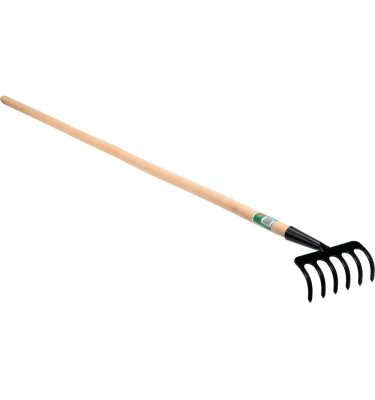 Grabie metalowe 6 zębów z trzonkiem drewnianym 35740 Flo