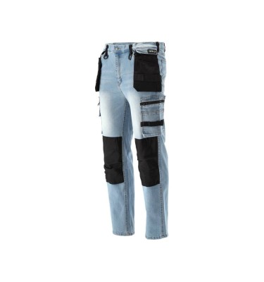 SPODNIE ROBOCZE MONTERSKIE STRETCH JEANS LIGHT BLUE ROZM. M