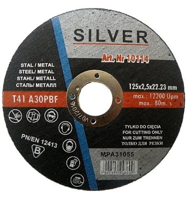 Tarcza do cięcia metalu 125x2,5mm SILVER