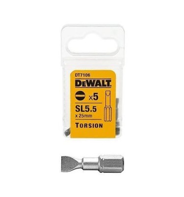 Końcówki Torsion płaskie 5,5x25 mm 5szt. DT7106 DeWalt