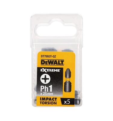 Końcówka udarowa PH1x25mm torsion 5szt bity groty DeWalt