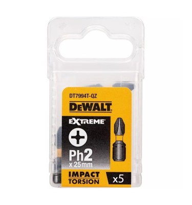 Końcówka udarowa PH2x25mm torsion 5szt bity groty DeWalt