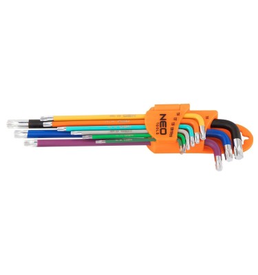 KLUCZE Torx T10-50, zestaw 9 szt., kolorowe IMBUSY