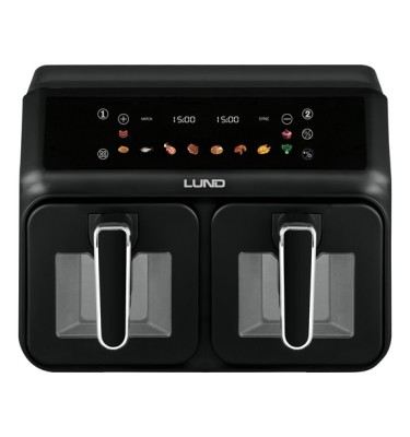 FRYTKOWNICA BEZTŁUSZCZOWA 2200W 2 SZUFLADY 4L+4L CZARNA