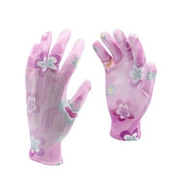 Rękawice ogrodowe - kwiatki - jasny róż Flo