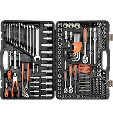 ZESTAW NARZĘDZIOWY 1/2,3/8, 1/4 225cz. nasadki, bity Sthor