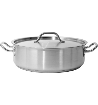 GARNEK NISKI DO DUSZENIA Z POKRYWKĄ ZE STALI NIERDZEWNEJ 36x11CM 11,2L YG-00055 YATO